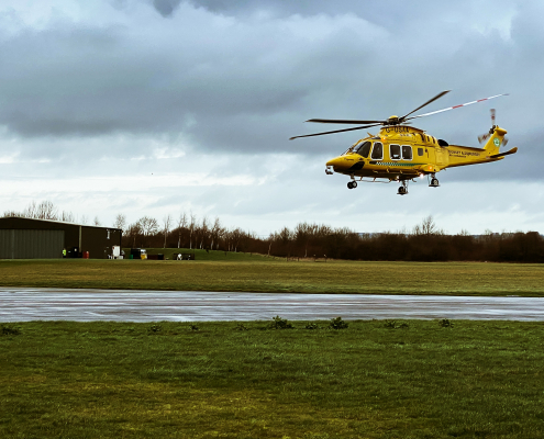 Helicopter AW169 flying low
